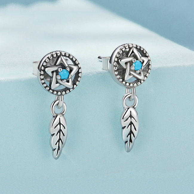 Boucles d’Oreilles Attrape-Rêves <myopt><span>Puces en Argent Sterling 925 plaqué or blanc</span></myopt> - Image 2