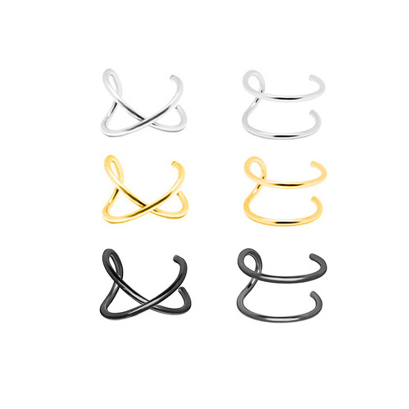 Bague d'Oreilles Doubles U X <titolo_esteso><span>en argent 925 plaqué or jaune et or blanc et noir</span></titolo_esteso> - Image 2