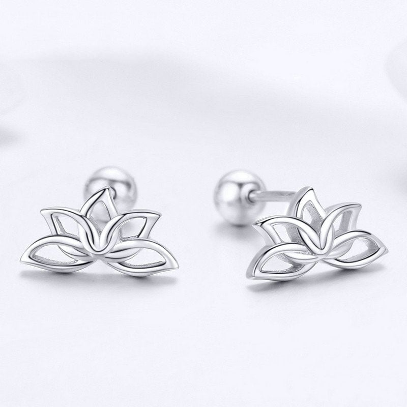 Boucles d'Oreilles Fleurs de Lotus <titolo_esteso><span>en argent 925 plaqué or blanc</span></titolo_esteso> - Image 3