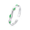 Bague Feuilles Vertes <titolo_esteso><span>en argent 925 plaqué or blanc ajustable émaillé à la main</span></titolo_esteso>