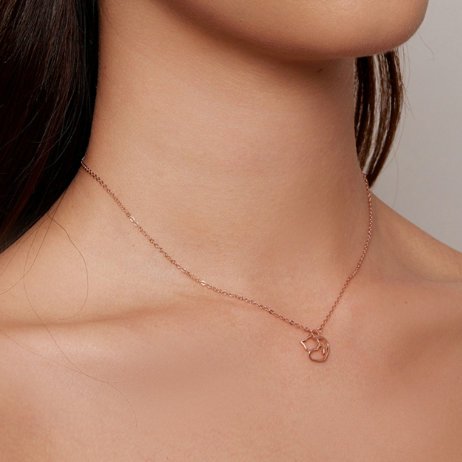Collier Chat avec Coeur <myopt><span>chaînette avec pendentif en Argent Sterling 925 plaqué or rose</span></myopt> - Image 2
