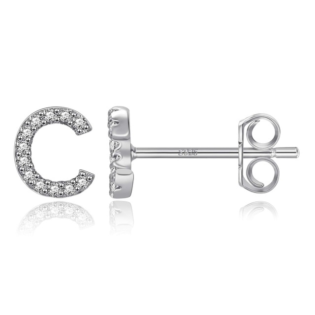 Boucles d'Oreilles Initiales <titolo_esteso><span>en argent 925 plaqué or jaune et or blanc avec zircons blancs</span></titolo_esteso> - Image 32