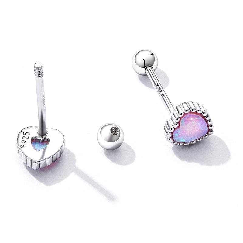 Boucles d'Oreilles Coeurs d'Opale <titolo_esteso><span>en argent 925 plaqué or blanc avec opales</span></titolo_esteso> - Image 4