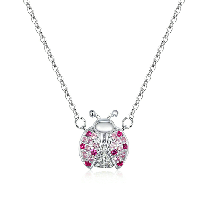 Collier Coccinelle <titolo_esteso><span>en argent 925 plaqué or blanc avec zircons colorés</span></titolo_esteso>