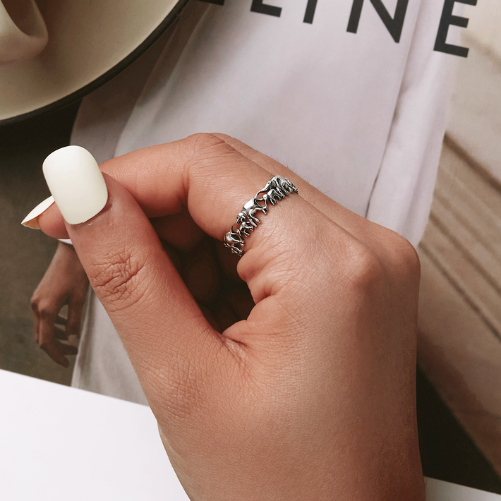 Bague Éléphants <titolo_esteso><span>en argent 925 plaqué or blanc</span></titolo_esteso> - Image 3