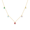 Collier Coeur Rouge <titolo_esteso><span>en argent 925 plaqué or jaune ajustable avec zircons colorés</span></titolo_esteso>