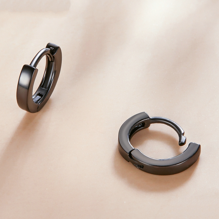 Boucles d'Oreilles Petit Créoles Lisses <titolo_esteso><span>en argent 925 plaqué noir</span></titolo_esteso> - Image 3