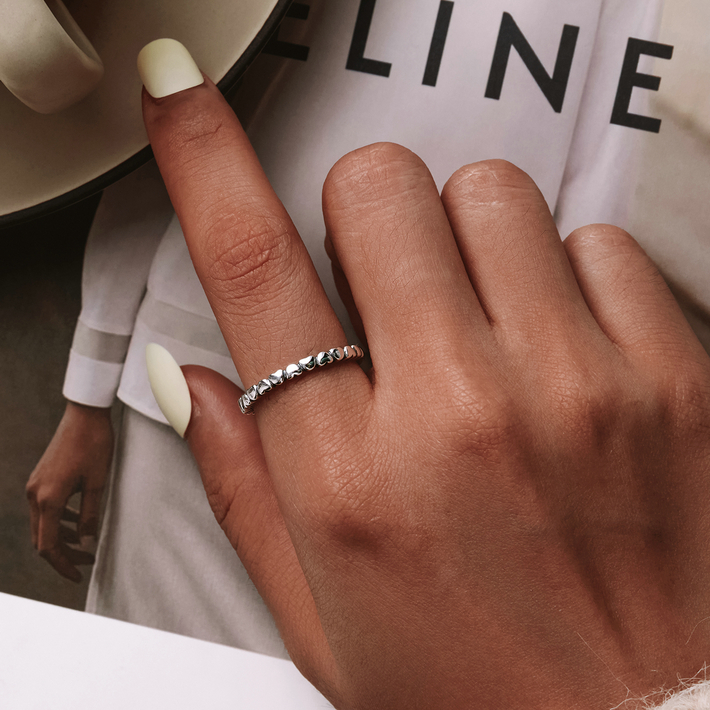 Bague Petits Coeurs <titolo_esteso><span>en argent 925 plaqué or blanc</span></titolo_esteso> - Image 2
