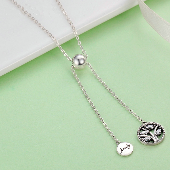 Collier Arbre de la Vie <titolo_esteso><span>en argent 925 plaqué or blanc ajustable avec zircons blancs</span></titolo_esteso> - Image 3