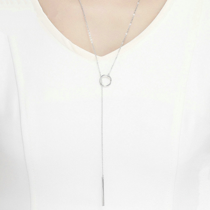 Collier Pendentif Barre <titolo_esteso><span>en argent 925 plaqué or blanc</span></titolo_esteso> - Image 2