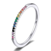 Bague d'Éternité Fine <titolo_esteso><span>en argent 925 plaqué or blanc avec zircons colorés</span></titolo_esteso>