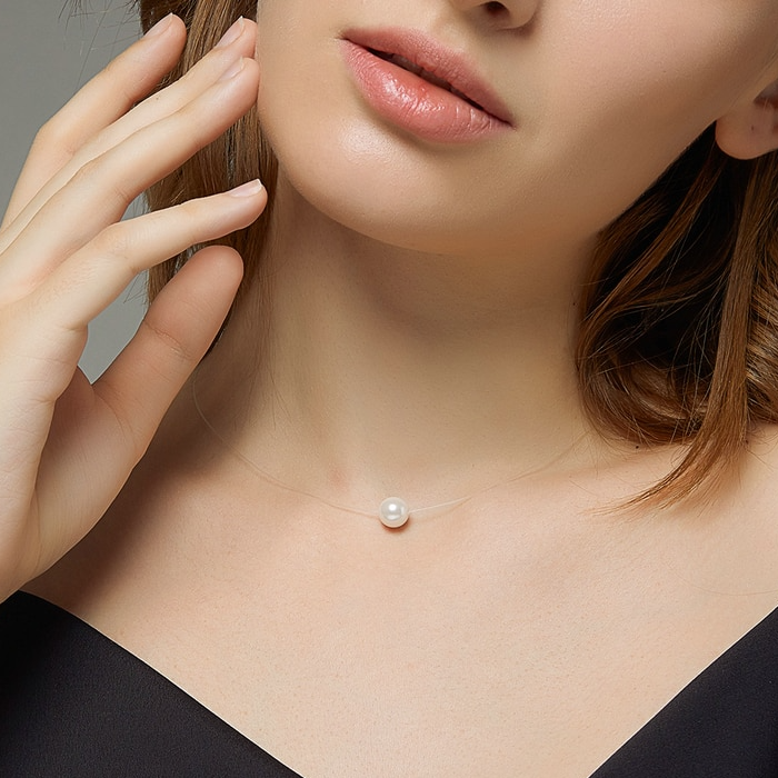 Collier Pendentif Perle <titolo_esteso><span>avec fermoir en argent 925 plaqué or blanc</span></titolo_esteso> - Image 2
