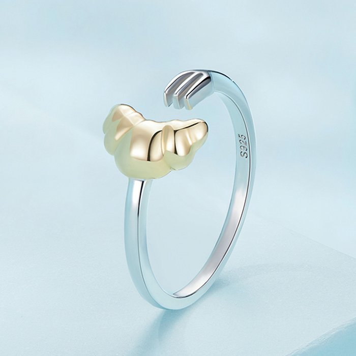 Bague Croissant <titolo_esteso><span>en argent 925 plaqué or blanc et or jaune ajustable</span></titolo_esteso> - Image 3