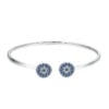 Bracelet Oeil d'Allah <titolo_esteso><span>jonc en argent 925 plaqué or blanc avec zircons blancs et bleus</span></titolo_esteso>