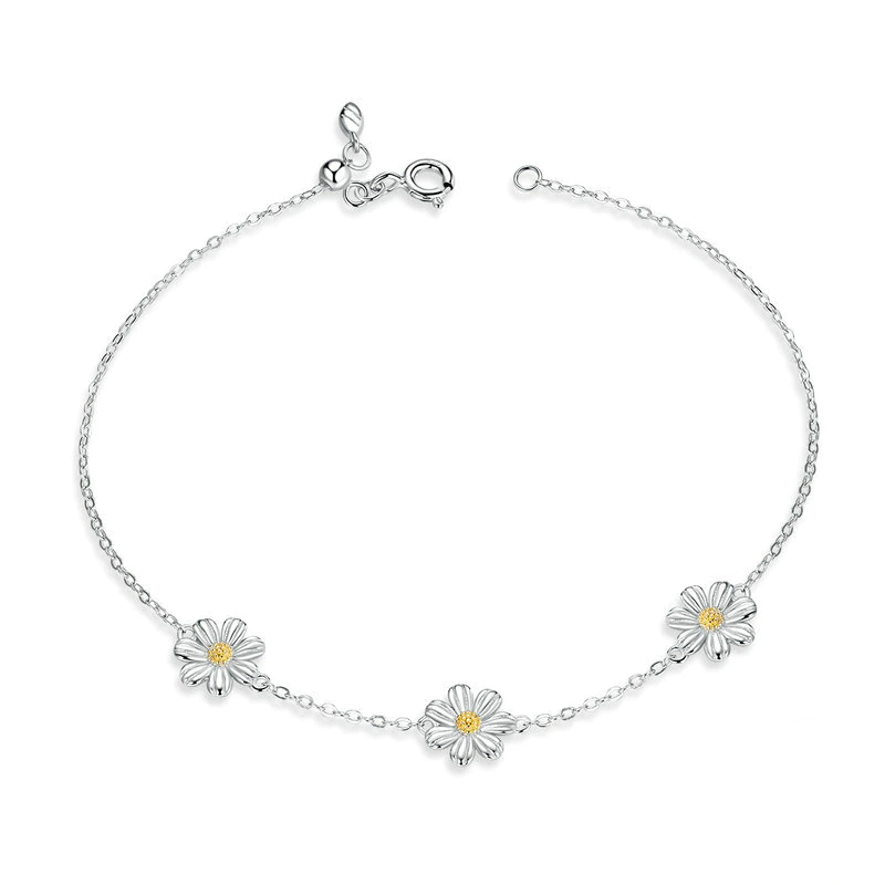 Bracelet Marguerites <titolo_esteso><span>en argent 925 plaqué or blanc ajustable</span></titolo_esteso>