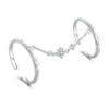 Bague Bouble avec Chaîne <titolo_esteso><span>en argent 925 plaqué or blanc ajustable avec zircons blancs</span></titolo_esteso>