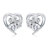 Boucles d'Oreilles Coeur avec Patte <titolo_esteso><span>en argent 925 plaqué or blanc avec zircons blancs</span></titolo_esteso>