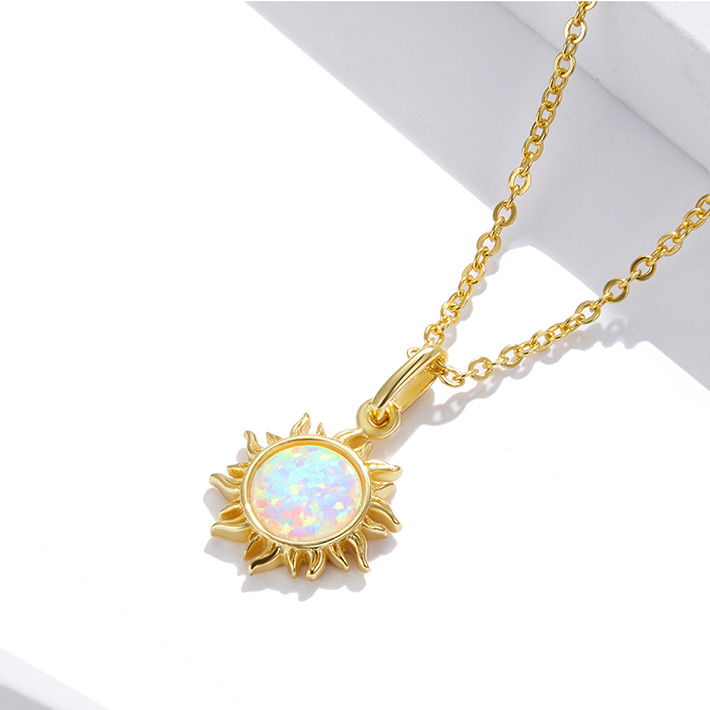 Collier Soleil <titolo_esteso><span>en argent 925 plaqué or jaune ajustable avec opale</span></titolo_esteso> - Image 3