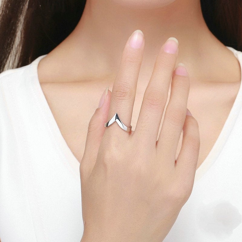 Bague en V <titolo_esteso><span>en argent 925 plaqué or blanc ajustable</span></titolo_esteso> - Image 2