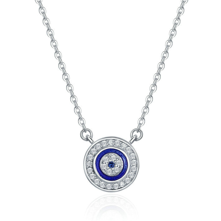 Collier Oeil d’Allah <myopt><span>chaîne avec pendentif en Argent Sterling 925 plaqué or blanc avec zircons blancs et fermoir ajustable</span></myopt>