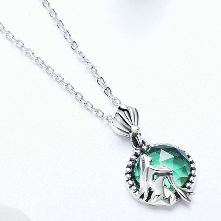 Collier Sirène <myopt><span>Argent Sterling 925 plaqué or blanc avec cristal vert d’eau</span></myopt> - Image 3