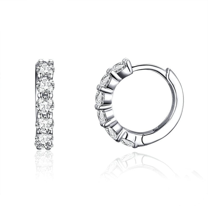 Boucles d’Oreilles Créoles Brillants <titolo_esteso><span>en argent 925 plaqué or blanc avec zircons blancs</span></titolo_esteso>