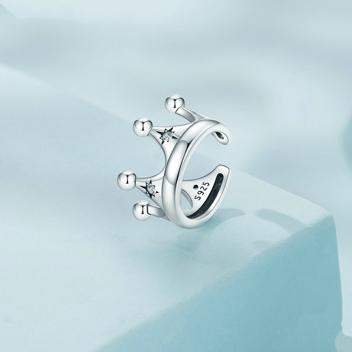Bague d'Oreilles Couronne <titolo_esteso><span>en argent 925 plaqué or blanc avec zircons blancs</span></titolo_esteso> - Image 3