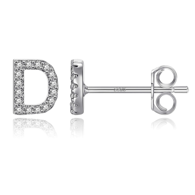 Boucles d'Oreilles Initiales <titolo_esteso><span>en argent 925 plaqué or jaune et or blanc avec zircons blancs</span></titolo_esteso> - Image 33