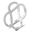 Bague Croisée X <titolo_esteso><span>en argent 925 plaqué or blanc avec zircons blancs</span></titolo_esteso>