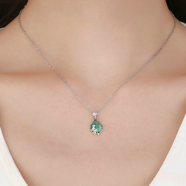 Collier Sirène <myopt><span>Argent Sterling 925 plaqué or blanc avec cristal vert d’eau</span></myopt> - Image 2