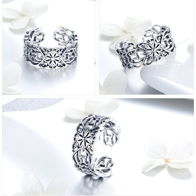 Bague Fleurs Anciennes <titolo_esteso><span>en argent 925 plaqué or blanc ajustable</span></titolo_esteso> - Image 5