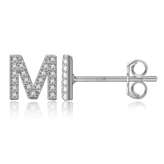 Boucles d'Oreilles Initiales <titolo_esteso><span>en argent 925 plaqué or jaune et or blanc avec zircons blancs</span></titolo_esteso> - Image 42