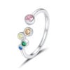 Bague Petites Bulles Colorées <titolo_esteso><span>en argent 925 plaqué or blanc ajustable avec zircons colorés</span></titolo_esteso>