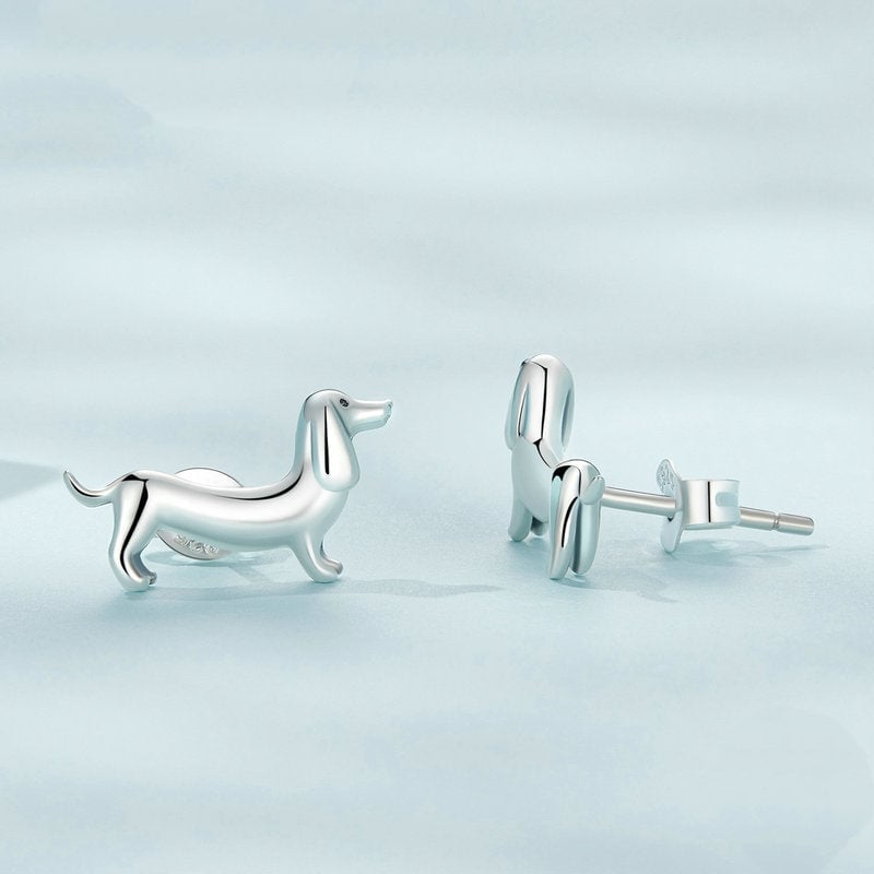 Boucles d’Oreilles Chien Teckel <myopt><span>Puces en Argent Sterling 925 plaqué or jaune</span></myopt> - Image 4