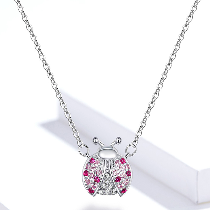 Collier Coccinelle <titolo_esteso><span>en argent 925 plaqué or blanc avec zircons colorés</span></titolo_esteso> - Image 3
