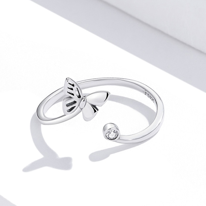 Bague Papillon <titolo_esteso><span>en argent 925 plaqué or blanc ajustable aver zircon blanc</span></titolo_esteso> - Image 4
