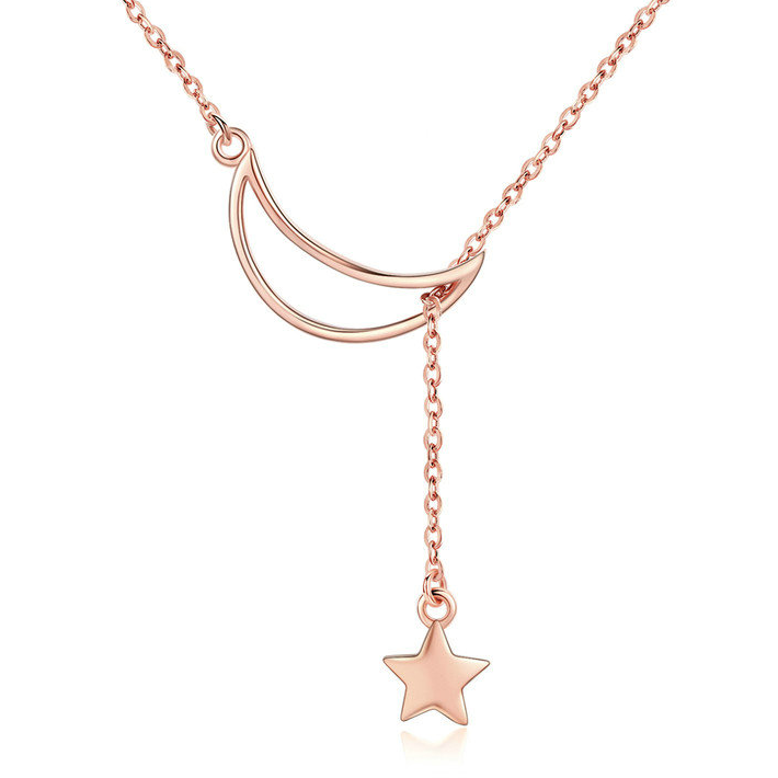 Collier Lune et Étoile <titolo_esteso><span>en argent 925 plaqué or rose</span></titolo_esteso>