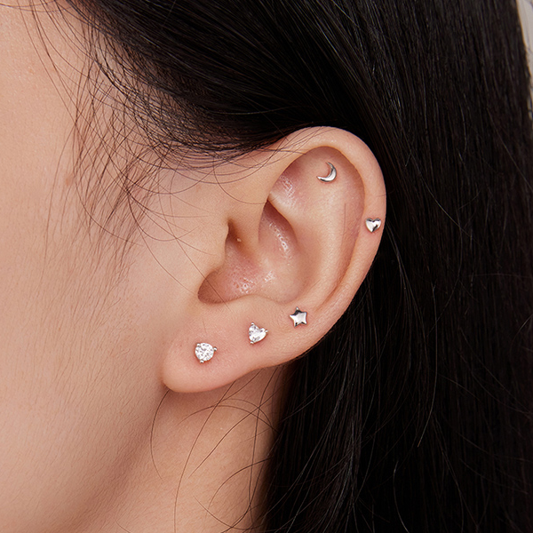 Boucles d'Oreilles Étoiles <titolo_esteso><span>en argent 925 plaqué or blanc</span></titolo_esteso> - Image 2