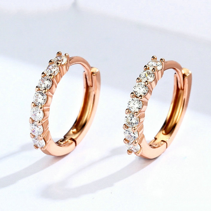 Boucles d’Oreilles Créoles Brillants <titolo_esteso><span>en argent 925 plaqué or rose avec zircons blancs</span></titolo_esteso> - Image 3