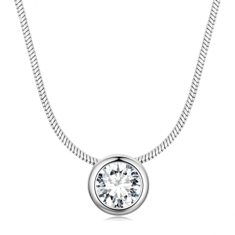 Collier Point Lumineux <titolo_esteso><span>en argent 925 plaqué or blanc avec zircon blanc</span></titolo_esteso>
