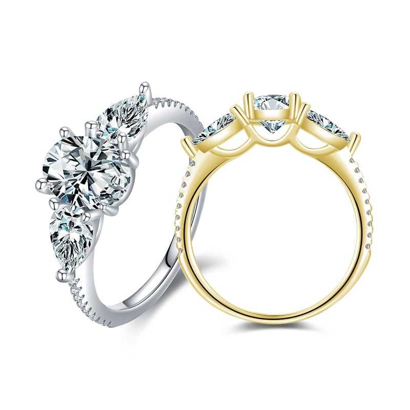 Bague Trilogie <titolo_esteso><span>en argent 925 plaqué or blanc avec zircons blancs</span></titolo_esteso> - Image 4
