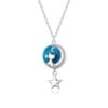Collier Chat sur la Lune <titolo_esteso><span>en argent 925 plaqué or blanc avec pendentif émaillé bleu</span></titolo_esteso>