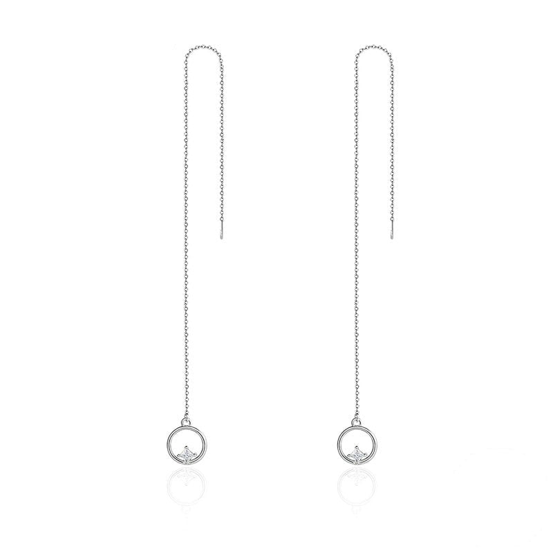 Chaînes D’oreilles Point Lumineux <titolo_esteso><span>en argent 925 plaqué or blanc avec zircons blancs</span></titolo_esteso>