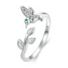 Bague Colibri <titolo_esteso><span>en argent 925 plaqué or blanc ajustable avec zircons blancs</span></titolo_esteso>