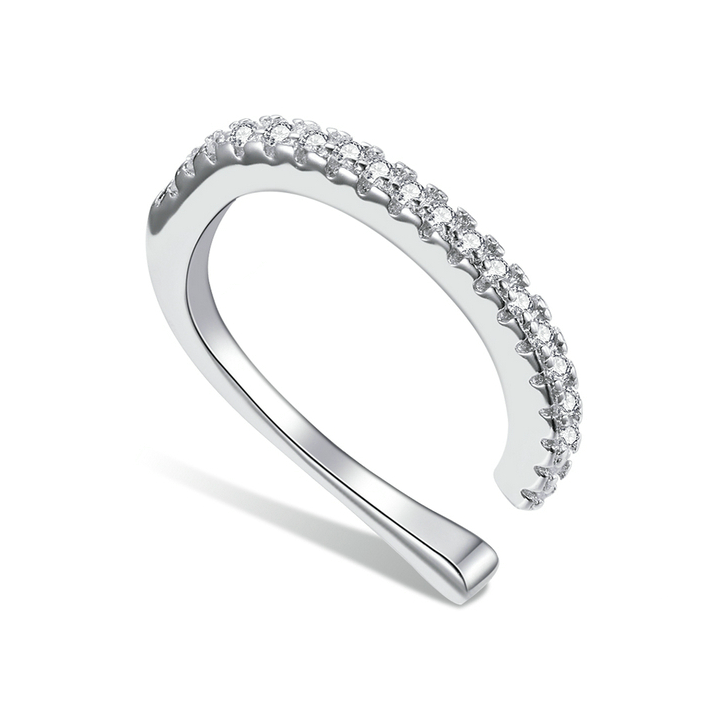 Bague d'Oreilles Brillante <titolo_esteso><span>en argent 925 plaqué or blanc avec zircons blancs</span></titolo_esteso>