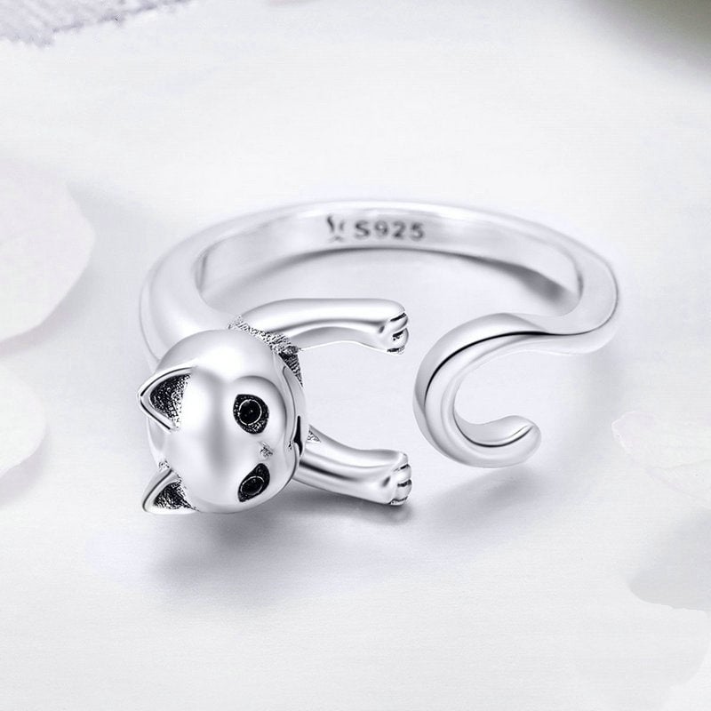Bague Chat <titolo_esteso><span>en argent 925 plaqué or blanc ajustable</span></titolo_esteso> - Image 4