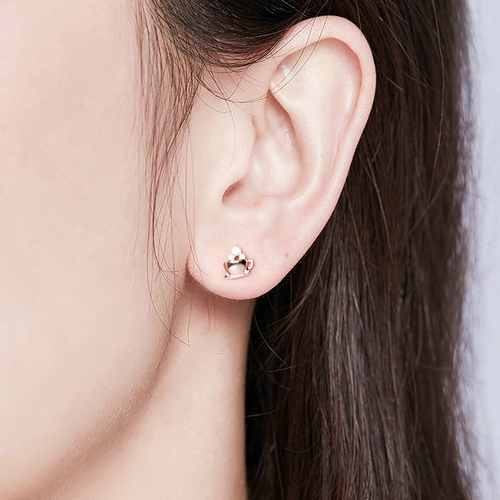 Boucles d’Oreilles Tasse de Café <myopt><span>Puces en Argent Sterling 925 plaqué or rose avec zircons blancs</span></myopt> - Image 2