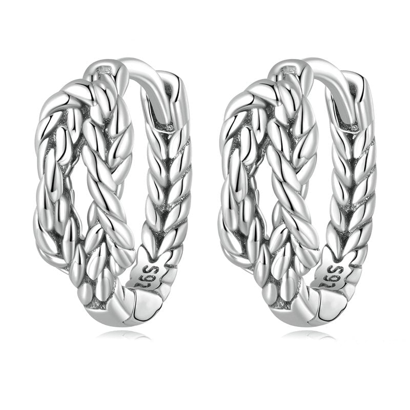 Boucles d’Oreilles Créoles Noeud Infini <myopt><span>Argent Sterling 925 plaqué or blanc</span></myopt>