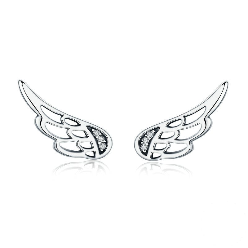 Boucles d'oreilles Petites Ailes <titolo_esteso><span>en argent 925 plaqué or blanc avec zircons blancs</span></titolo_esteso>