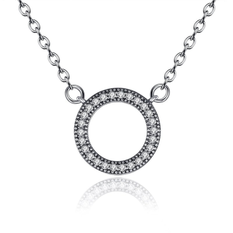 Collier Cercle Lumineux <titolo_esteso><span>en argent 925 plaqué or blanc ajustable avec zircons blancs</span></titolo_esteso>